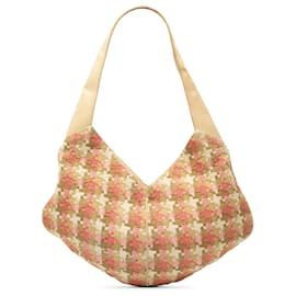 Borsa Hobo LOEWE in Tweed Pied-de-Poule Beige