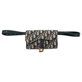 Borsa cintura Saddle in tela Dior Oblique blu