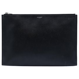 Saint Laurent Grain De Poudre Dokumentenhalter Clutch mit Reißverschluss, Schwarz