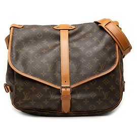 Borsa a tracolla Louis Vuitton Monogram Saumur 35 Marrone