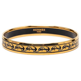 Yellow Hermès Narrow Anchor and Rope Enamel Bangle 65 Costume Bracelet