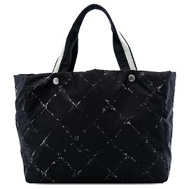 Borsa Tote Chanel Old Travel Line in Nylon Nero