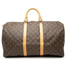 Borsa da viaggio Louis Vuitton Monogram Keepall 50 Marrone
