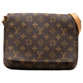 Sac à épaule Louis Vuitton Monogram Musette Tango marron à courte bandoulière