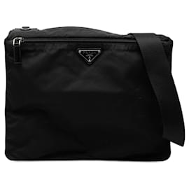 Borsa a tracolla Prada Tessuto nera con zip