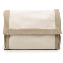 Clutch Hermès Bicolor Canvas Tapis de Selle Marrone