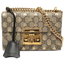 Borsa a Tracolla Gucci Small GG Supreme Bee Padlock Beige