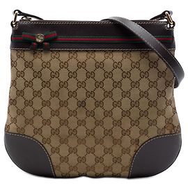 Borsa a tracolla Gucci GG Canvas Web Mayfair Beige