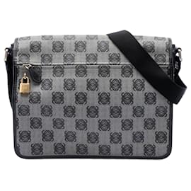Borsa a tracolla LOEWE Anagram in tela rivestita grigia
