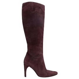 Botas altas de tacón en ante Bally color berenjena Talla 7.5
