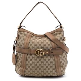 Beige Gucci Medium GG Canvas Running Satchel