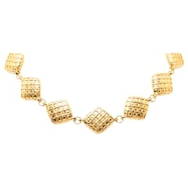 Collana trapuntata con motivo a diamante placcata oro Gold Chanel CC