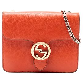 Borsa a tracolla Gucci Small Dollar Calfskin Interlocking G Arancione
