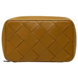Pouch con zip Bottega Veneta Maxi Intrecciato in Nappa marrone
