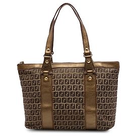 Bolso Tote Fendi Zucchino de lona beige