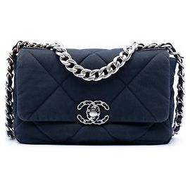Chanel Medium Quilted Jersey 19 Flap Satchel Blau