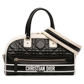 Borsa Bowling Dior Vibe Medium in pelle Cannage nera con cerniera