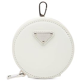 Prada Spazzolato runder Münzbeutel Bag Charm weiß