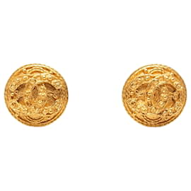 Orecchini a clip rotondi Chanel CC placcati oro