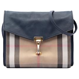 Bolso bandolera Derby Macken Burberry Small de piel y lona House Check azul