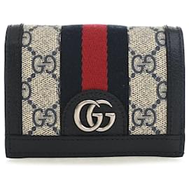 Gucci GG Supreme Web Ophidia Kompaktes Portemonnaie Beige