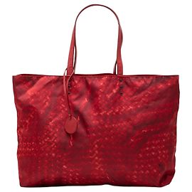 Tote Bottega Veneta in nylon Intrecciolusion rosso