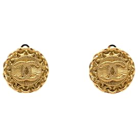 Orecchini a clip rotondi Chanel CC placcati oro