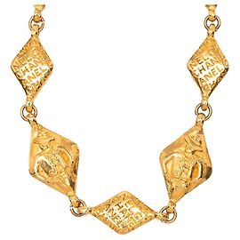 Collar de cadena con logotipo chapado en oro Chanel Gold