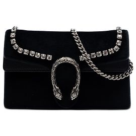 Borsa a tracolla Dionysus Mini in velluto nero con cristalli Gucci