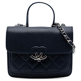 Borsa a tracolla Chanel Small Quilted Goatskin CC Box Flap Blu
