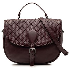 Borsa Bottega Veneta rossa in pelle con bordo Intrecciato e patta a doppio lato