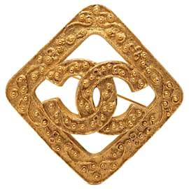 Chanel CC Rhombus Diamant Brosche vergoldet