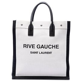 Tote North South Rive Gauche in lino bianco Saint Laurent