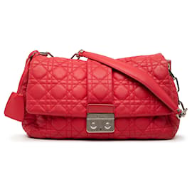 Borsa a tracolla Dior New Lock in pelle d'agnello Cannage rossa