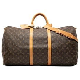 Borsa da viaggio Louis Vuitton Monogram Keepall Bandouliere 60 Marrone