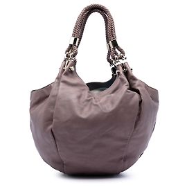 Borsa Hobo Gucci in pelle marrone con manico intrecciato