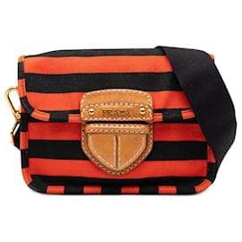 Borsa a tracolla Prada Canvas Canapa Righe a righe arancione