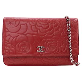 Chanel CC Embossed Lambskin Camellia Wallet On Chain Crossbody Bag Rot