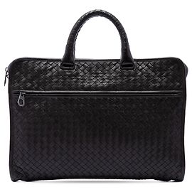Borsa business Bottega Veneta in nappa intrecciato marrone