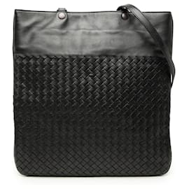 Tote piatta Bottega Veneta in nappa intrecciato nera