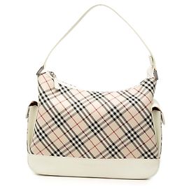 Weiße Burberry Nova Check Canvas Schultertasche