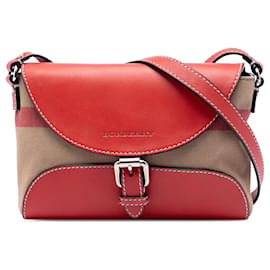 Borsa a tracolla Henham Burberry in pelle rossa e tela House Check