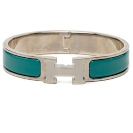 Blue Hermès Narrow Enamel Clic H Bracelet PM