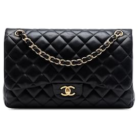 Borsa a tracolla Chanel Jumbo Classic Lambskin Double Flap nera