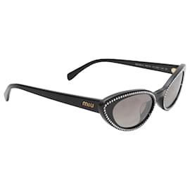 Miu Miu Cat-Eye Sonnenbrille in Schwarz mit Kristallbesatz