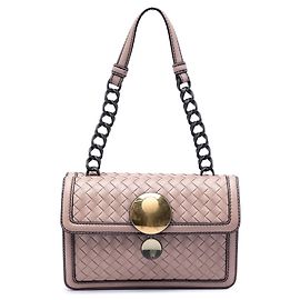 Borsa a tracolla con patta doppia Bottega Veneta in Nappa Intrecciato marrone con specchio