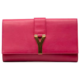 Clutch Chyc Ligne de piel rosa Saint Laurent