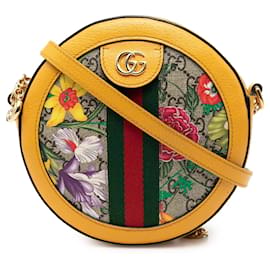 Bolso bandolera redondo Mini GG Supreme Flora Ophidia Gucci Beige