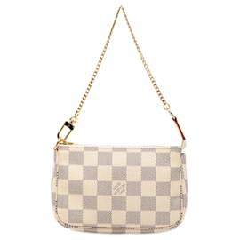 Borsa a mano Louis Vuitton Damier Azur Mini Pochette Accessoires Bianca