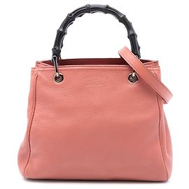 Borsa Gucci Small Bamboo Shopper in pelle di vitello rosa